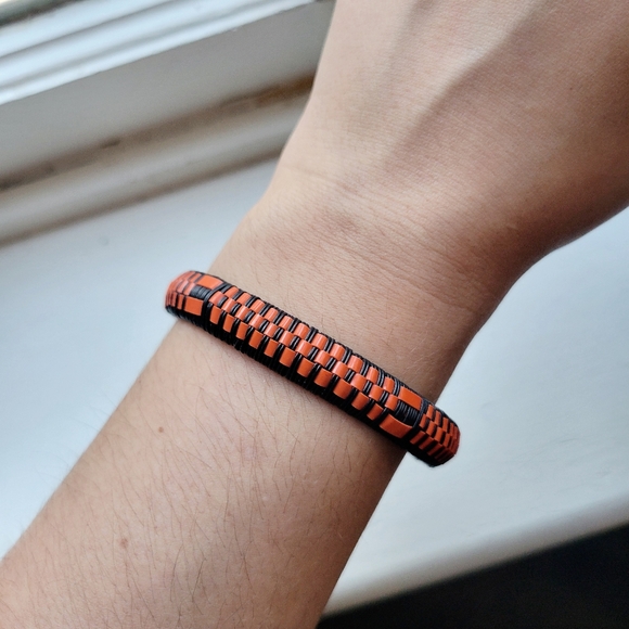 Vintage Classic Black & Orange Woven Weave Bracelet - Picture 4 of 6